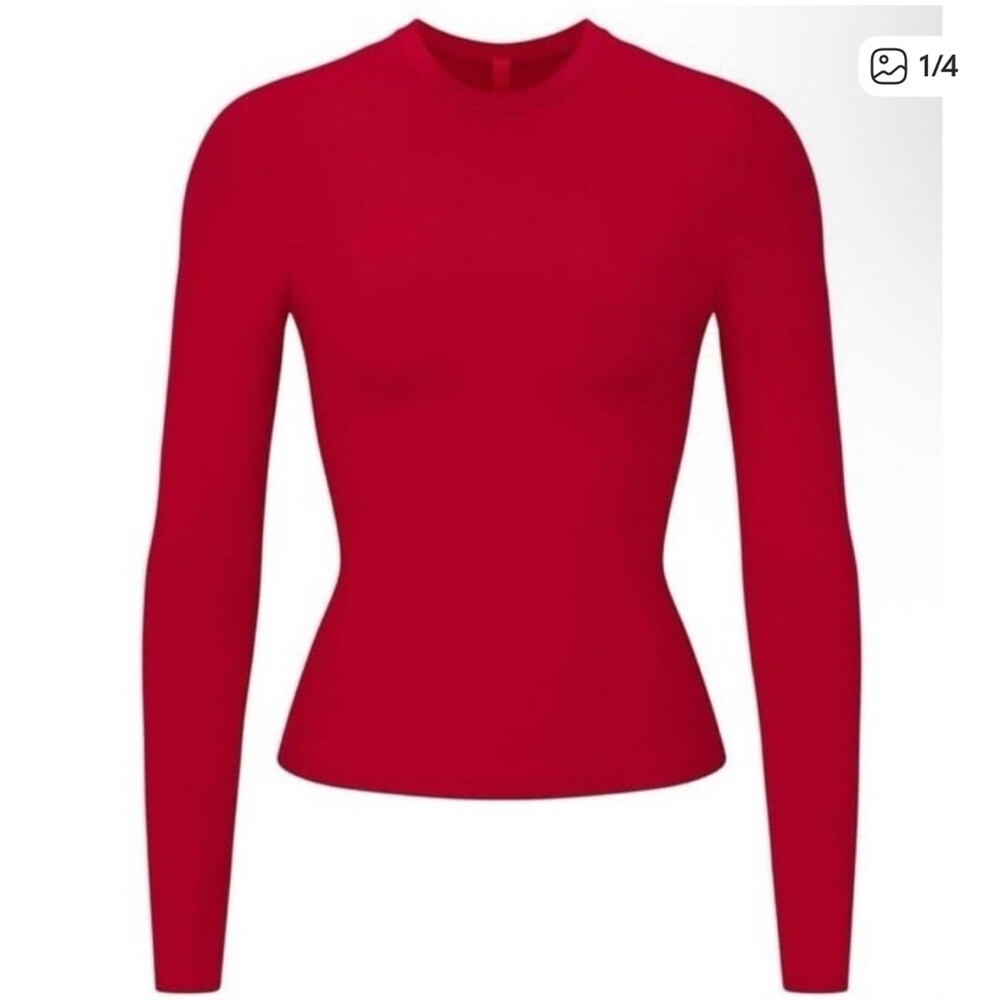 SKIMS Red Long Sleeve Tee